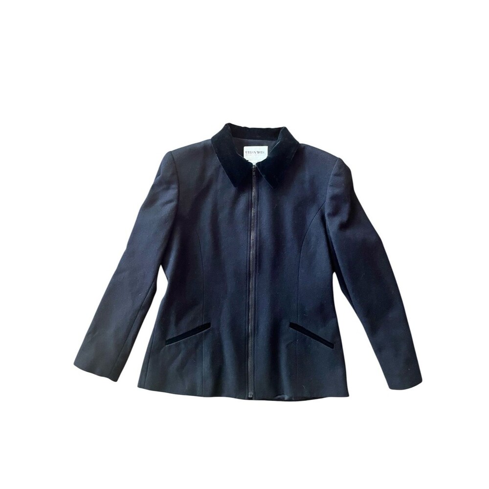 Vintage Urban Wool Jacket Size 10 Velvet Collar Lined Classic Tailored Coat